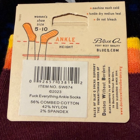 Blue Q Womens Casual Ankle Socks - Maroon and Orange - Picture 5 of 5